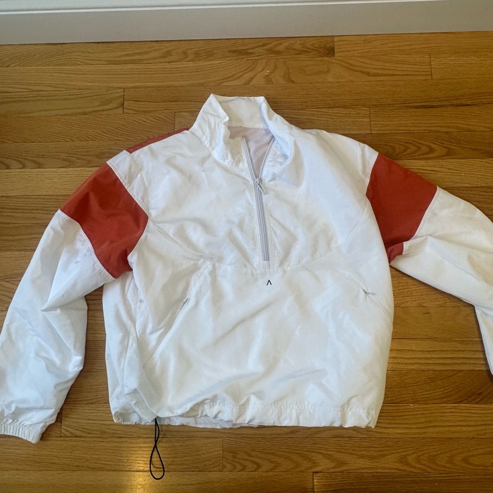 Acta White and Red Quarter-Zip windbreaker